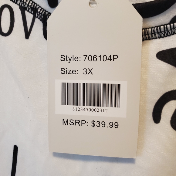 🎆Stylish White Love Print Women's Tunic 3X - Picture 2 of 7